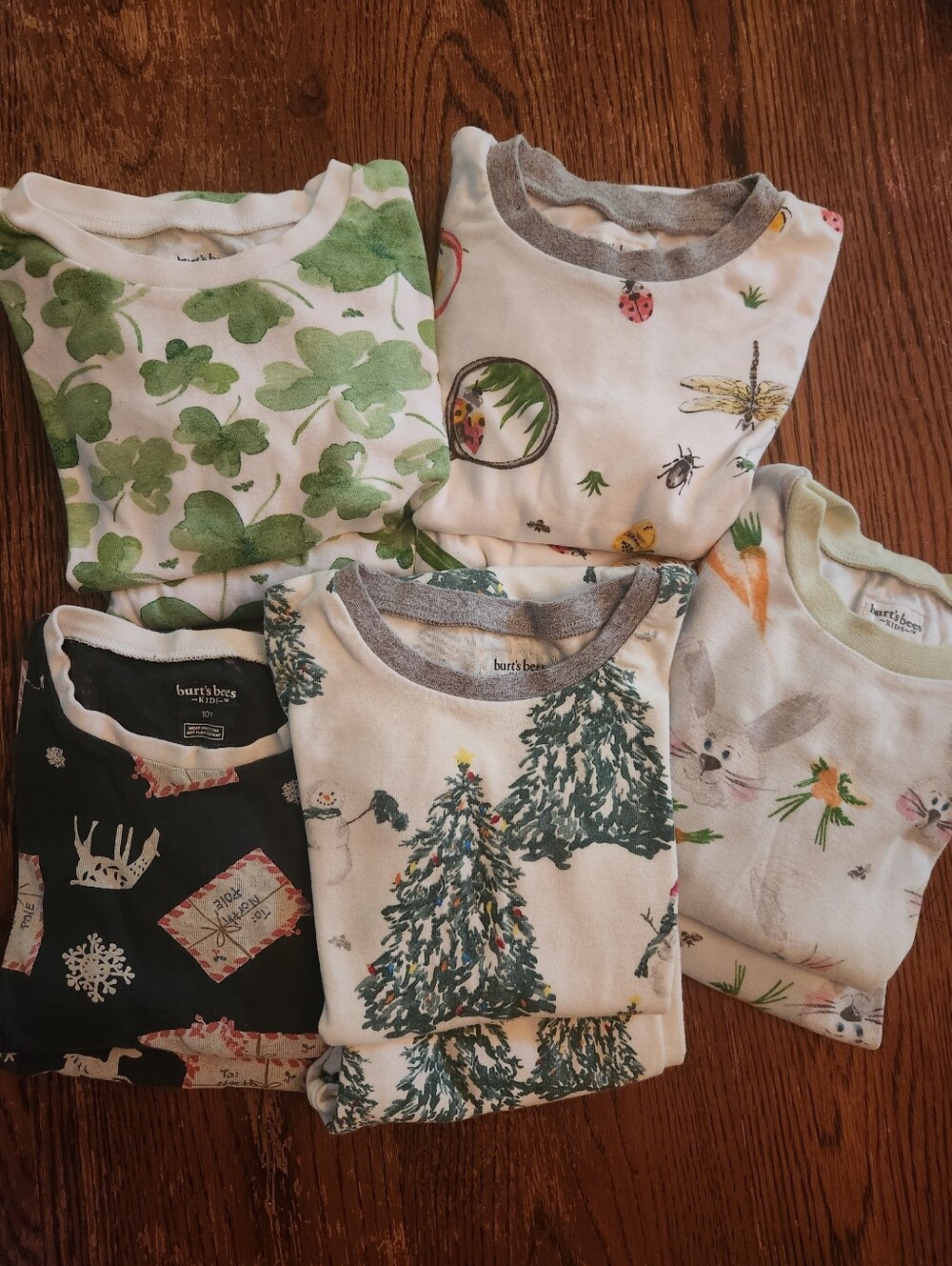 Burt's Bees Baby Multi-Print Pajama Tops in White, Green, Gray, Black